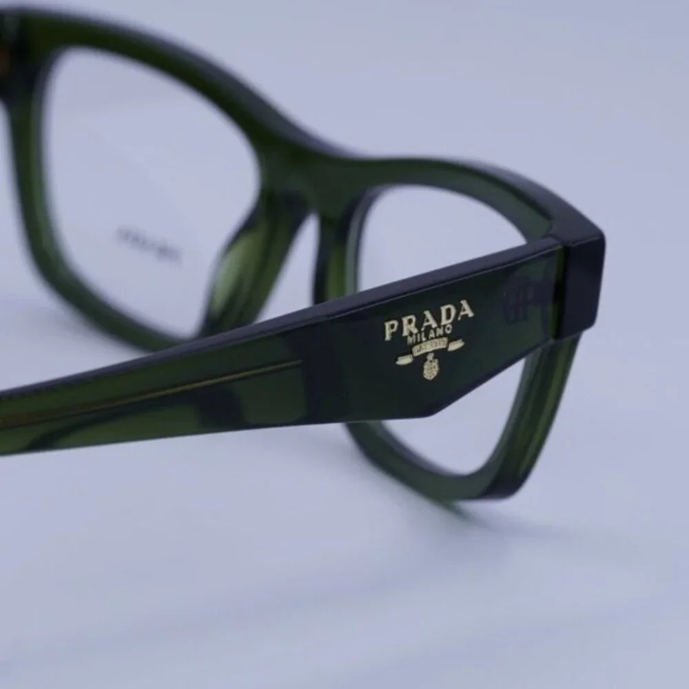 Prada PRB01V 19Z1O1 Eyeglasses Transparent Bottle Green 54mm Cat Eye Frame - Picture 5 of 10